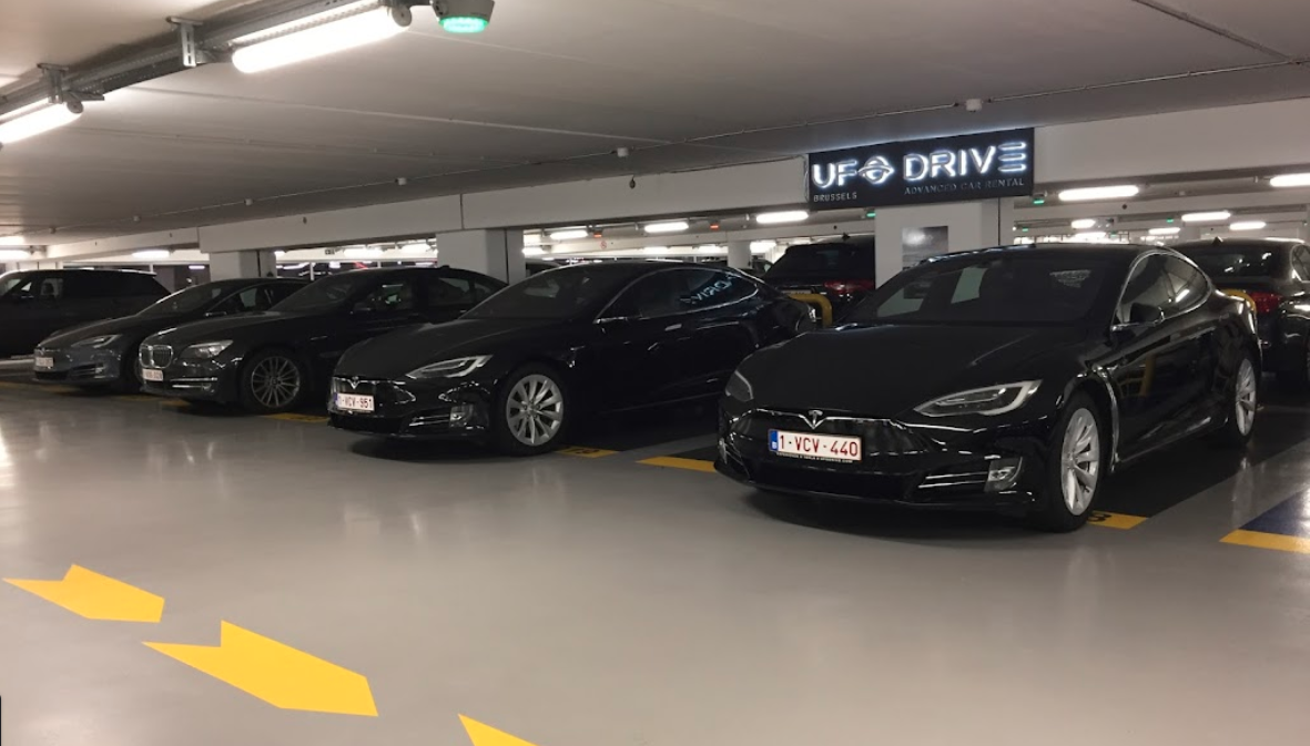 Electric Car Rental Brussels Airport BRU UFODRIVE Tesla
